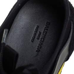 Pre Owned Balenciaga Black Mesh And Leather Race Runner Low Top Sneakers Size 45