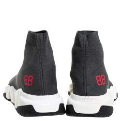 Pre Owned Balenciaga Grey Knit Fabric Speed Trainers High Top Sneaker Size 40