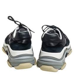 Pre Owned حذاء رياضى بالنسياغا تريبل إس سويدى ونايلون كستنائي وأسود منخفض من أعلى مقاس 45