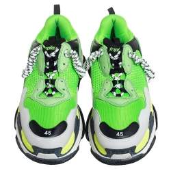 Pre Owned حذاء رياضي بالنسياغا تريبل إس شفاف جلد وشبك متعدد الألوان مقاس 45