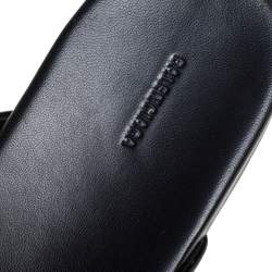 Balenciaga Black Leather Cosy BB Logo Embellished Mules Size 44 