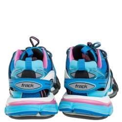 Pre Owned Balenciaga Multicolor Synthetic Leather And Mesh Track Low Top Sneakers Size 40