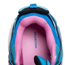 Pre Owned Balenciaga Multicolor Synthetic Leather And Mesh Track Low Top Sneakers Size 40