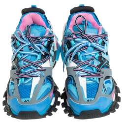 Pre Owned Balenciaga Multicolor Synthetic Leather And Mesh Track Low Top Sneakers Size 40