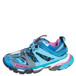 Pre Owned Balenciaga Multicolor Synthetic Leather And Mesh Track Low Top Sneakers Size 40
