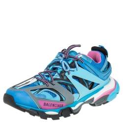 Pre Owned Balenciaga Multicolor Synthetic Leather And Mesh Track Low Top Sneakers Size 40