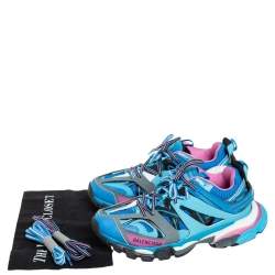 Pre Owned Balenciaga Multicolor Synthetic Leather And Mesh Track Low Top Sneakers Size 40