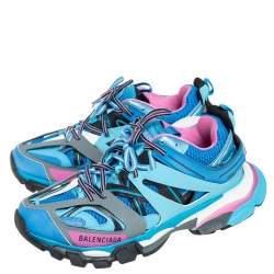 Pre Owned Balenciaga Multicolor Synthetic Leather And Mesh Track Low Top Sneakers Size 40