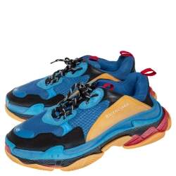 مملوكة مسبقًا Balenciaga Multicolor Leather and Mesh Triple S Sneaker Size 45 
