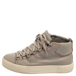 Pre Owned Balenciaga Grey Leather Arena Low Top Sneakers Size 40