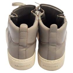 Pre Owned Balenciaga Grey Leather Arena Low Top Sneakers Size 40