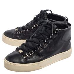 Pre Owned حذاء رياضي بالنسياغا ارينا هاي توب جلد أسود مقاس 40 