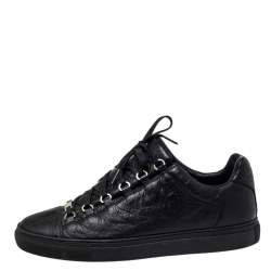 Balenciaga Black Leather Arena Low Top Sneakers Size 43