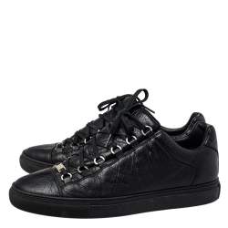 Balenciaga Black Leather Arena Low Top Sneakers Size 43