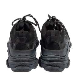 مملوكة مسبقًا حذاء رياضي بالنسياغا تريبل أس جلد وشبك أسود مقاس 41