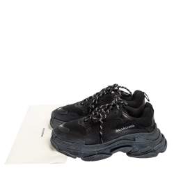 Balenciaga Black Mesh And Leather Triple S Sneakers Size 41