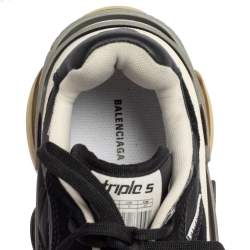 Pre Owned Balenciaga Burgundy/Black Nylon And Suede Triple S Sneakers Size 41