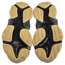 Pre Owned Balenciaga Burgundy/Black Nylon And Suede Triple S Sneakers Size 41