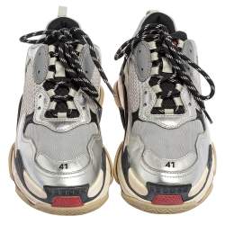 Pre Owned Balenciaga Multicolor Mesh And Leather Triple S Sneakers Size 41