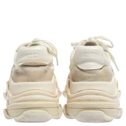 Pre Owned حذء رياضي بالنسياغا تريبل أس سويدي ونايلون أبيض مقاس 41