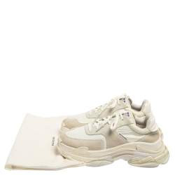 Pre Owned حذء رياضي بالنسياغا تريبل أس سويدي ونايلون أبيض مقاس 41