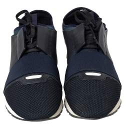 Pre Owned حذاء رياضي بالنسياغا ريس رانر شبكة زرقاء وجلد عنق منخفض مقاس 43