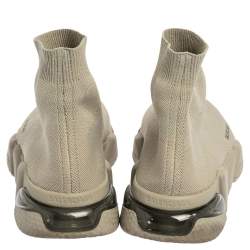 Pre Owned Balenciaga Grey Knit Fabric Speed Sneakers Size 42