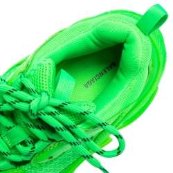 Pre Owned حذاء ري اضي بالنسياغا تريبل إس شبك وجلد أخضر فاقع مقاس 40