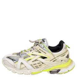 Pre Owned حذاء رياضي بالنسياغا تراك 2 شبك وجلد صناعي أبيض منخفض من أعلى مقاس 44