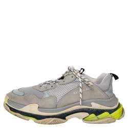 Pre Owned Balenciaga Grey Mesh And Nubuck Leather Triple S Sneakers Size 45