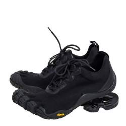 Pre Owned Balenciaga Black Knit Fabric And Leather X Vibram Toe Lace-up Low Top Sneakers Size 43