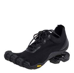 Pre Owned Balenciaga Black Knit Fabric And Leather X Vibram Toe Lace-up Low Top Sneakers Size 43