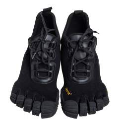 Pre Owned Balenciaga Black Knit Fabric And Leather X Vibram Toe Lace-up Low Top Sneakers Size 43