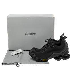 Pre Owned Balenciaga Black Knit Fabric And Leather X Vibram Toe Lace-up Low Top Sneakers Size 43