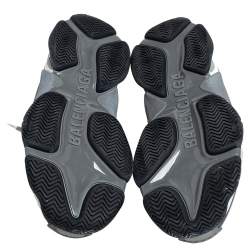 مملوكة مسبقًا Balenciaga Grey/Black Leather, Nylon, And Suede Triple S Low Top Sneakers Size 44