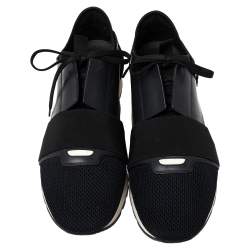 مملوكة مسبقًا Balenciaga Black Suede, Mesh And Leather Race Runner Sneakers Size 43