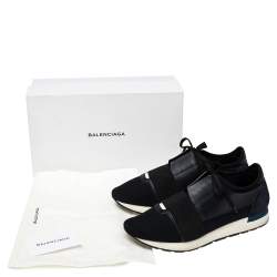 مملوكة مسبقًا Balenciaga Black Suede, Mesh And Leather Race Runner Sneakers Size 43