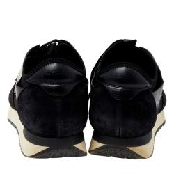 Pre Owned Balenciaga Black Mesh And Leather Race Runner Low Top Sneakers Size 41