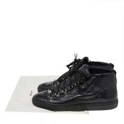 Pre Owned Balenciaga Black Leather Arena High Top Sneakers Size 44