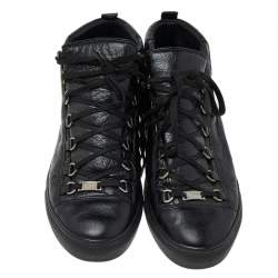 Pre Owned Balenciaga Black Leather Arena High Top Sneakers Size 44