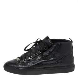 Pre Owned Balenciaga Black Leather Arena High Top Sneakers Size 44