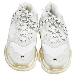 مملوكة مسبقًا حذاء رياضي بالنسياغا تريبل إس جلد وشبك متعدد الألوان عنق منخفض مقاس 44 