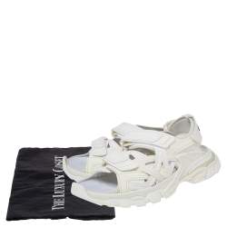 Balenciaga White Leather Rubber Track Sandals Size 41