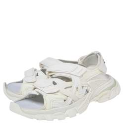 Balenciaga White Leather Rubber Track Sandals Size 41