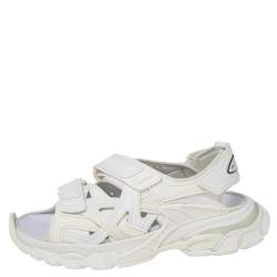 Balenciaga White Leather Rubber Track Sandals Size 41