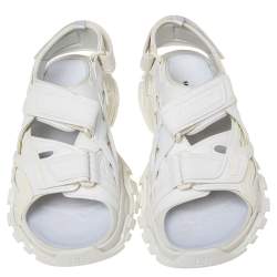 Balenciaga White Leather Rubber Track Sandals Size 41