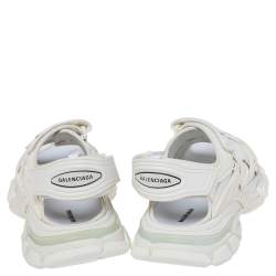 Balenciaga White Leather Rubber Track Sandals Size 41