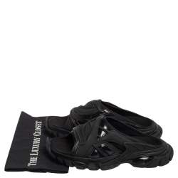 Pre Owned Balenicaga Black Neoprene and Leather Track Slide Sandals Size 41