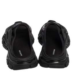Pre Owned Balenicaga Black Neoprene and Leather Track Slide Sandals Size 41