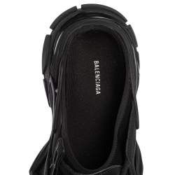 Pre Owned Balenicaga Black Neoprene and Leather Track Slide Sandals Size 41